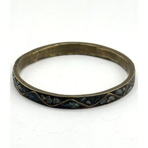 Vintage turquoise stone inlay bangle bracelet